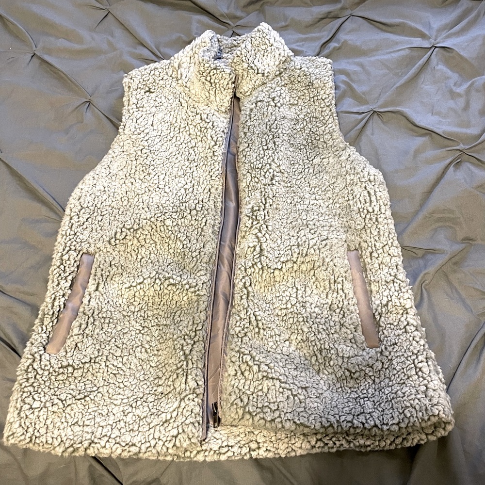 Grey fuzzy vest